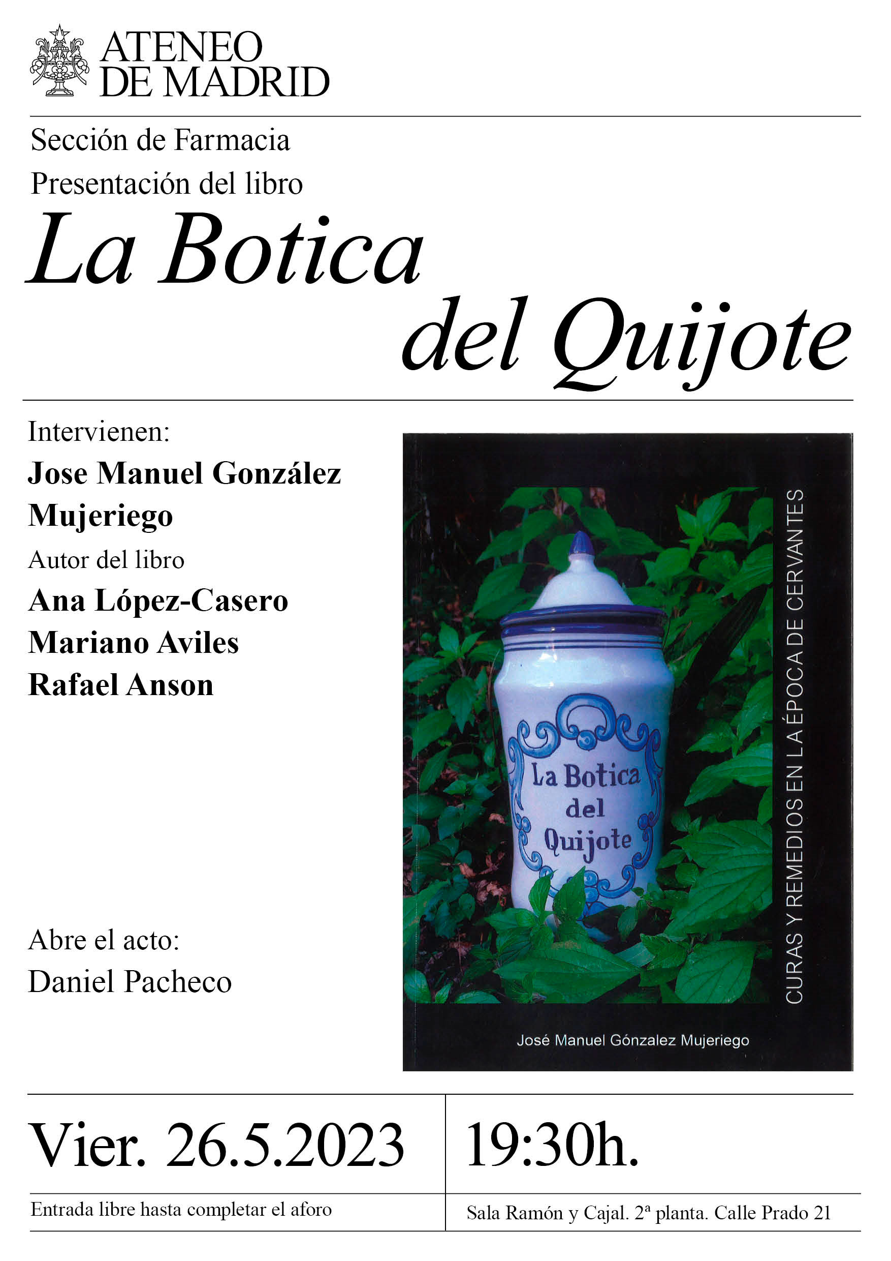 Presentación "La Botica del Quijote" en el Ateneo de Madrid