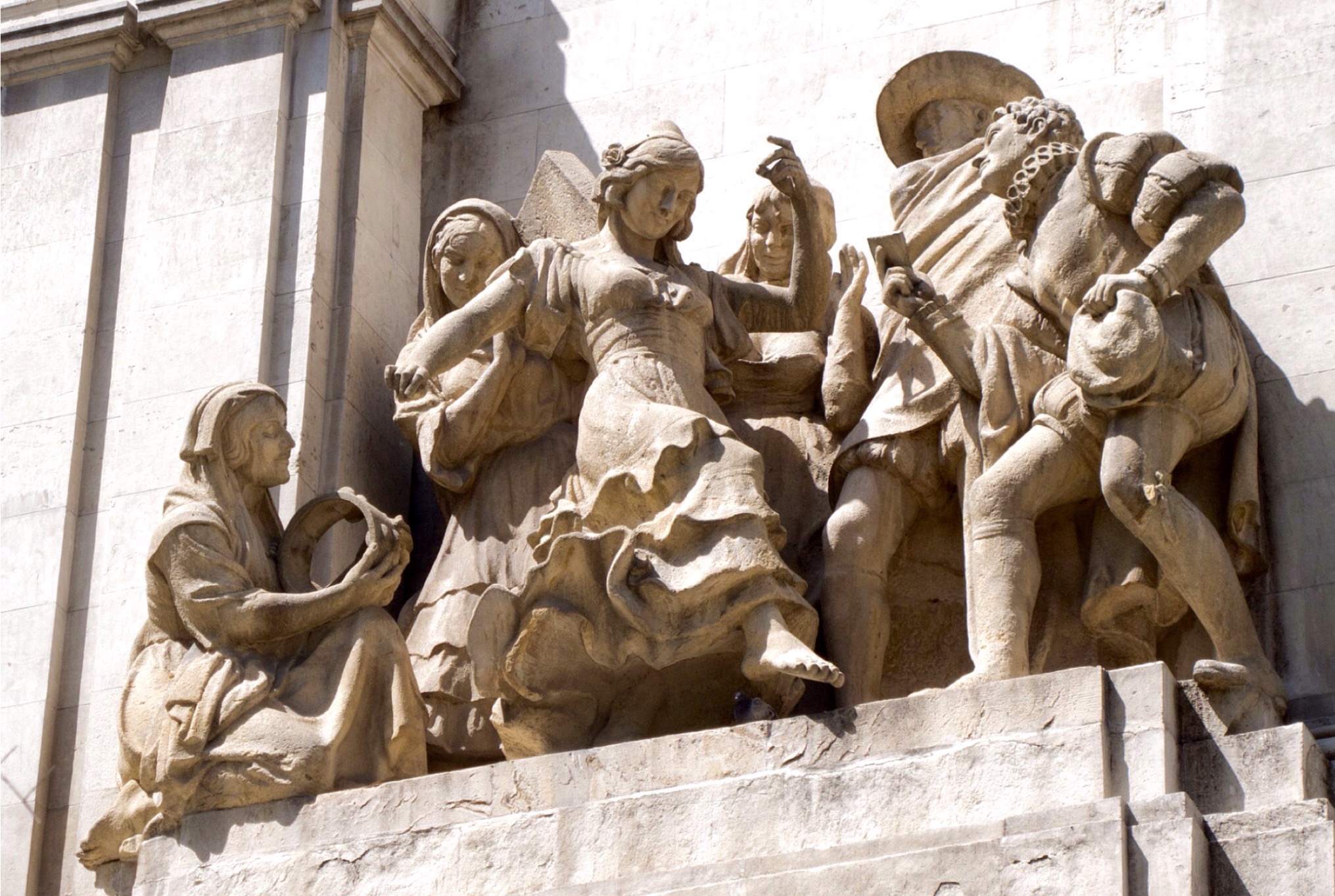 Detalle del monumento a Cervantes, Plaza de España, Madrid