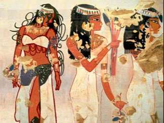 Fresco egipcio con  el azafrán.