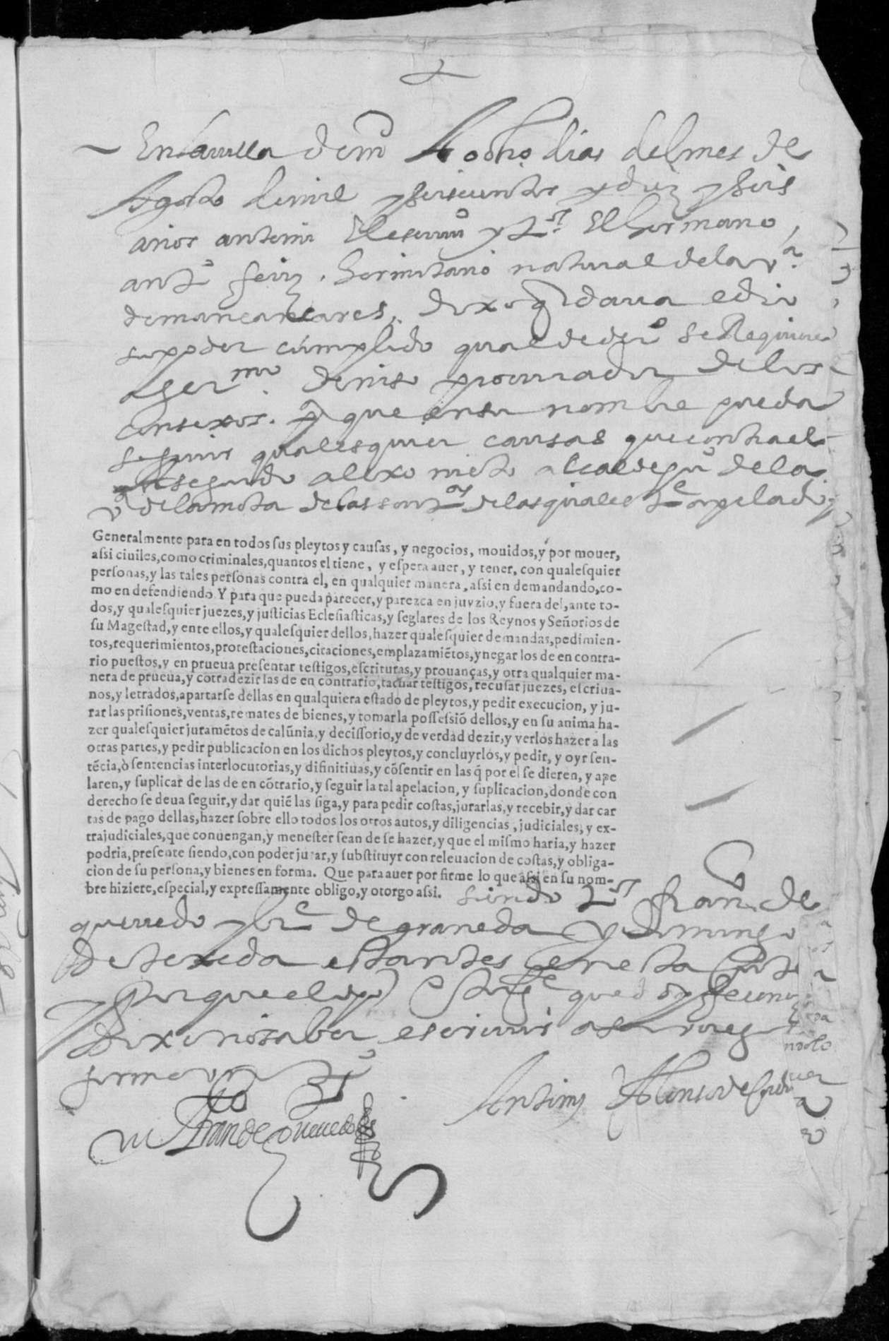 Carta de poder y procuración de Antonio Fdez. Maroto. Firma Francisco de Quevedo en su nombre