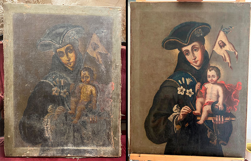 Restauración de un lienzo de San Antonio de Padua de principios del s. XVIII