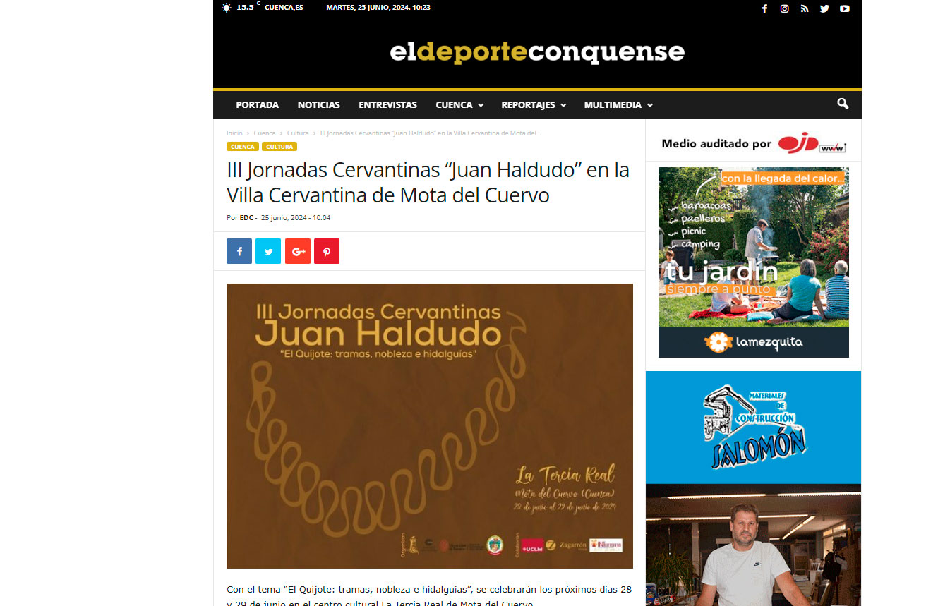 III Jornadas Cervantinas “Juan Haldudo” en la Villa Cervantina de Mota del Cuervo