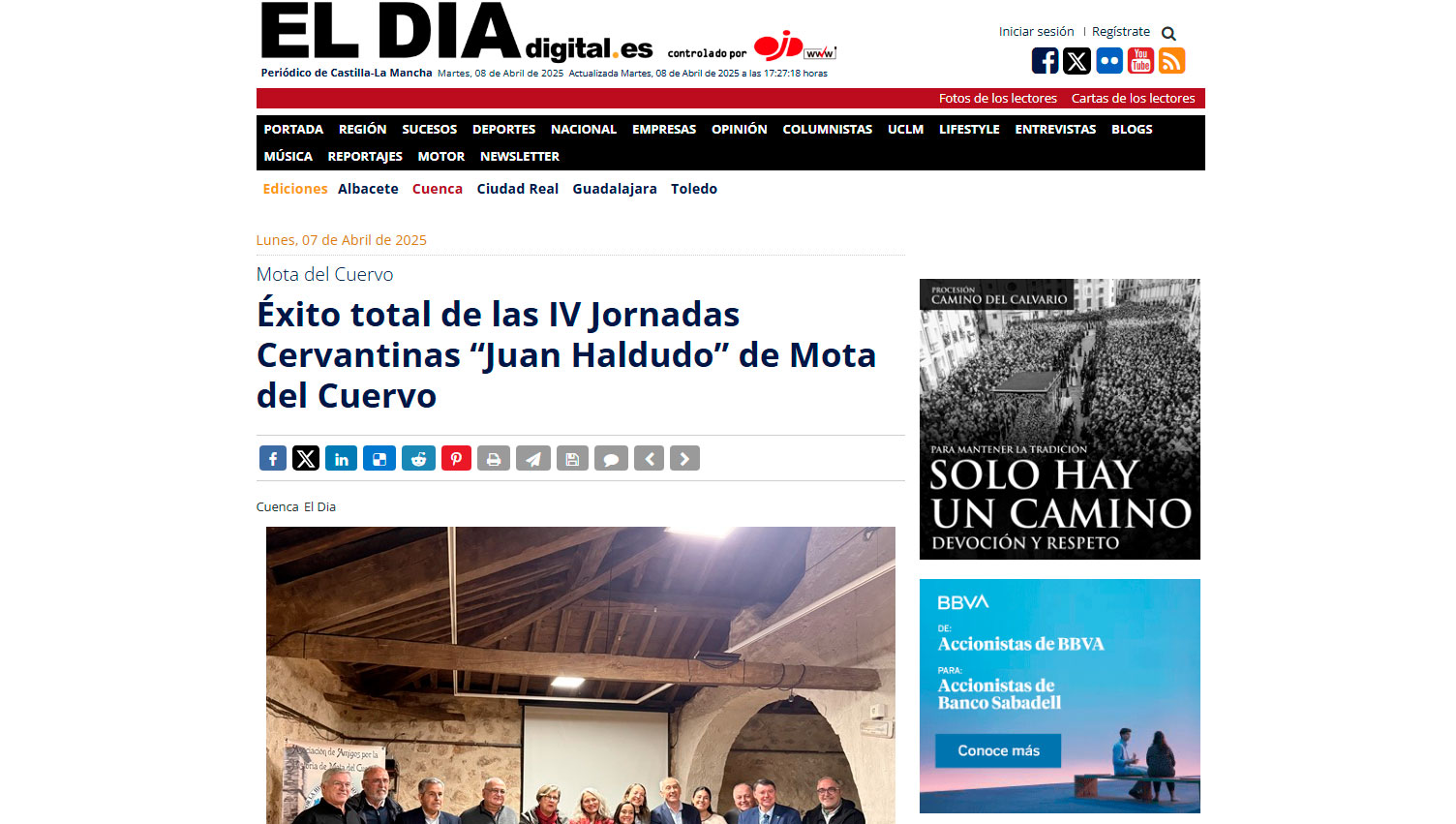 Éxito total de las IV Jornadas Cervantinas “Juan Haldudo” de Mota del Cuervo