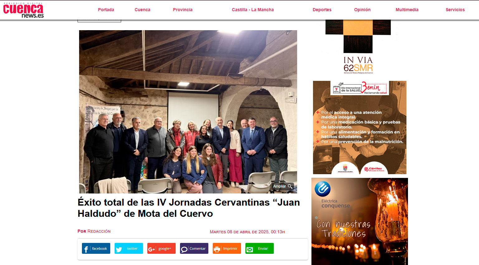 Éxito total de las IV Jornadas Cervantinas “Juan Haldudo” de Mota del Cuervo